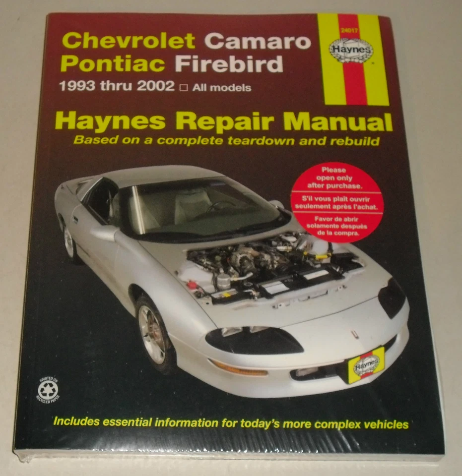 Manuale di Riparazione Chevrolet Camaro + Pontiac Firebird, gli Anni 1993 - 2002 - Immagine 1 di 1