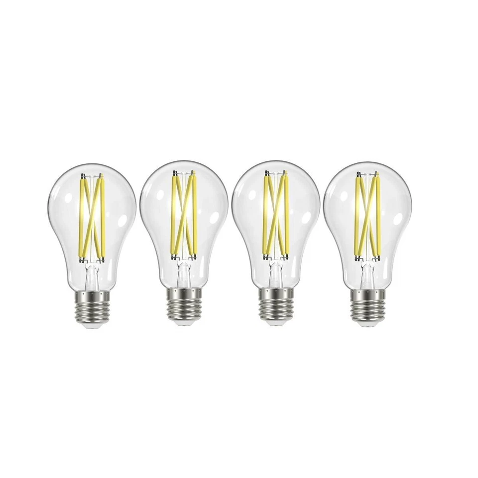 Satco Nuvo 100W Equivalent Warm White A19 Medium Clear LED Light Bulb (4-Pack)