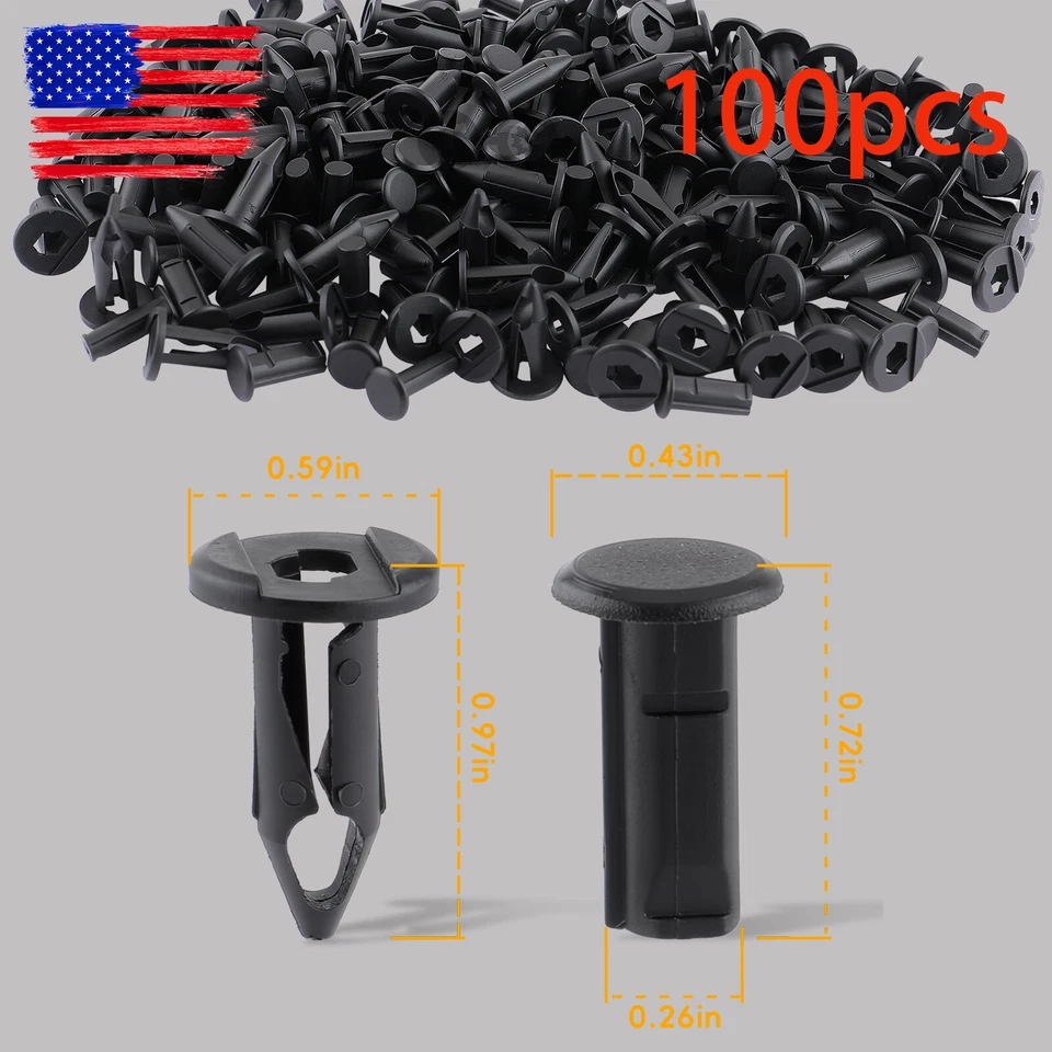 100PCS Fender Clip Screws Rivet ATV For Polaris Sportsman Rangers Rzr 7661855 - Image 1 of 4