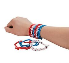 72  Patriotic Red White & Blue Friendship  Rope Bracelets  Adjustable Nylon 