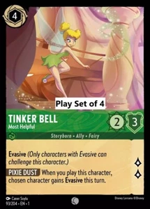 Tinker Bell - Most Helpful 93/204. Lorcana The First Chapter ❇️Play set of 4❇️ - Foto 1 di 1