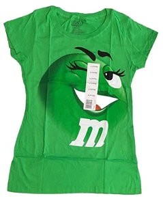 Vintage Green M&M Big Face World Orlando Short Sleeve Blouse Shirt Women Size Lg - Picture 1 of 14