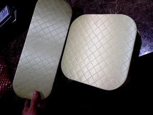 Vintage Women's Glove & Handkerchief Box Quilted Satin Yellow Vanity Storage - Picture 1 of 7