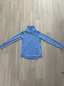 New Balance Girls Blue Heather Running Long Sleeve Sz XL 16 Thumb Holes Pocket - Picture 1 of 7