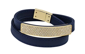 New Swarovski Navy Leather Bracelet 5120642. 100% Authentic. - Picture 1 of 2