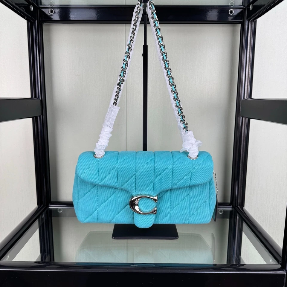 COACH CBG31 Tabby Shoulder Bag 26 Quilted blue Outlet Denim Nappa Leather