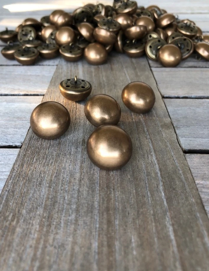 6 Stück bronze/gold gewölbte Metallknöpfe Halbkugel 20mm oder 22mm - Bild 1 von 4