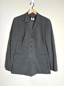 Escada Margaretha Ley Blazer Jacke anthrazit Nadelstreifen Wollmischung Gr. 40 US 10 - Bild 1 von 9