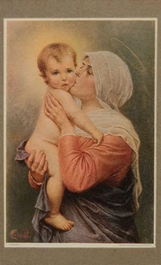 CARL FROSCHL XRare Antique 1920s-30 NOS Collotype MADONNA & Christ Child Jesus - Bild 1 von 1