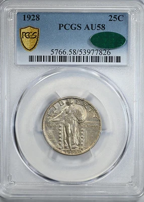 1928 Standing Liberty Quarter 25C PCGS AU58 CAC - Image 1 of 4