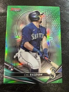 2022 Bowman's Best Base Cal Raleigh rifrattore verde /99 Seattle RC LEGGI piega - Foto 1 di 3