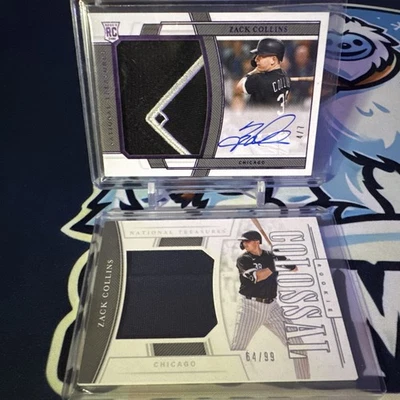 2020 National Treasures ZACK COLLINS Rookie Patch Autograph Purple FOTL 4/7 PLUS - Image 1 of 2