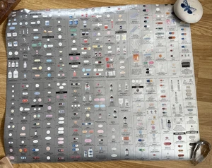 Damien Hirst Pharmacy Wallpaper Art Print Panel Large Silver Modern Pills - Picture 1 of 8