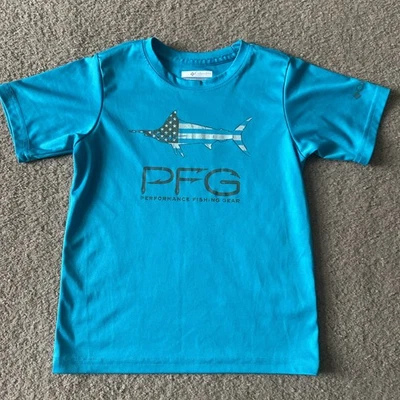 Boys Columbia PFG Shirt Size XS (6/7) Short Sleeve Teal - Image 1 of 4