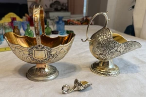 Juego de canasta de dulces, cuchara y azucarero, plateado para fines decorativos de colección - Imagen 1 de 23