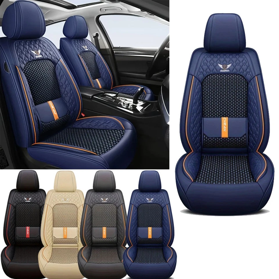 For BMW Full Set Car Seat Covers 5 Seats Leather Front & Rear Cushion Protectors - Image 1 of 4
