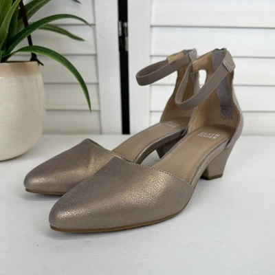 Zapatos Eileen Fisher Bronce Justo Tobillo Cuero Punta Tacón Bloque Talla 6 Foto 1 de 4