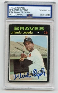 ORLANDO CEPEDA PSA/DNA GEM MINT 10 AUTO Signed 1971 Topps #605 Braves HOF Encap - Picture 1 of 1