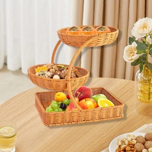 Woven Design Multi Level Fruit Stand Basket for Kitchen Counter Multipurpose - Picture 1 of 7