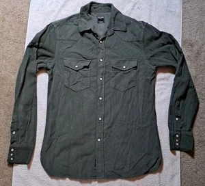 Todd Snyder Corduroy Pearl Snap Shirt Mens Small Green Corduroy Western Cotton - Picture 1 of 10