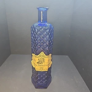 Dr. J's Indian Tonic & Elixers Serpis Alcoy 6 Sided Cobalt Blue Diamond Pattern - Picture 1 of 9