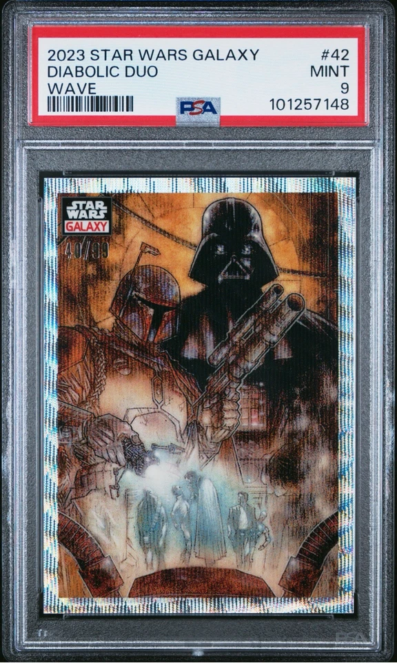 2023 Star Wars Galaxy Diabolic Duo WAVE /99 PSA 9 #42 Darth Vader Jango Fett - Photo 1/2