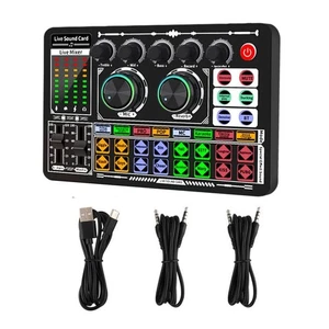 Black F999 Podcast Recording Equipment Mixer Voice Live Sound Card DJ Audio - Photo 1/14