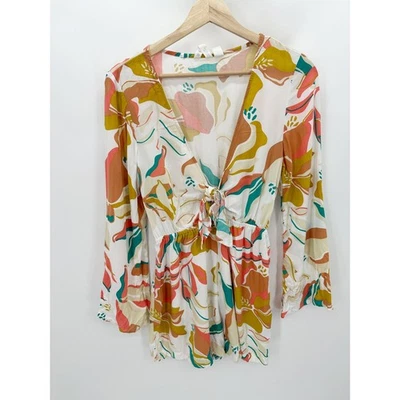 Roxy Here Women Floral Romper Size XS We Are White Boho Hippie Festival Retro - Image 1 of 4