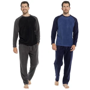 Mens Raglan Fleece Pyjamas Adult Pyjama PJ Set M-XXL - Picture 1 of 7