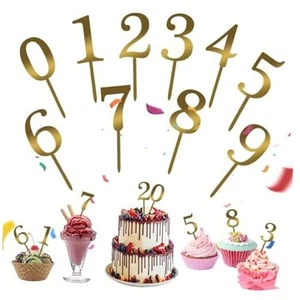 10PCS Number Cupcake Decoration, 0-9 Gold Happy Birthday Cake Topper for - Picture 1 of 7