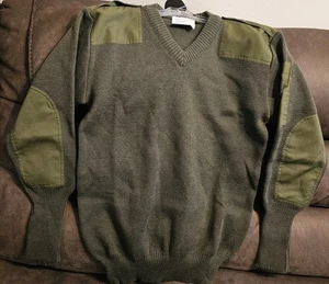 Maglione utility verde oliva militare esercito britannico misto lana pullover 106 cm nuovo senza etichette - Foto 1 di 14