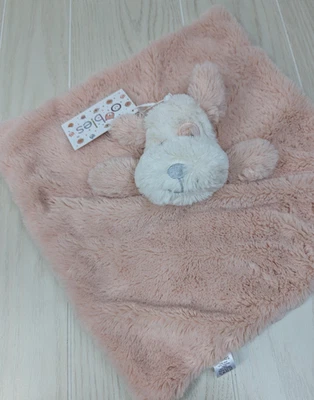 OOBLES плюшевый щенок собаки розовый белый ребенка безопасности одеяло милый погремушка новый с Ярлыками - Изображение 1 из 4