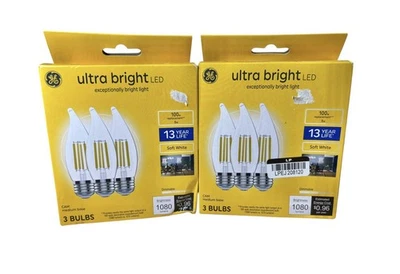 2x GE Ultra Bright LED Light Bulbs, 100W, Soft White Candle Lights 3 Pack - Image 1 of 3