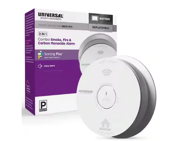 USI ELECTRIC USI 3 in 1 3-Year Battery Smoke & Carbon Monoxide Detector Voice Alarm LED Light