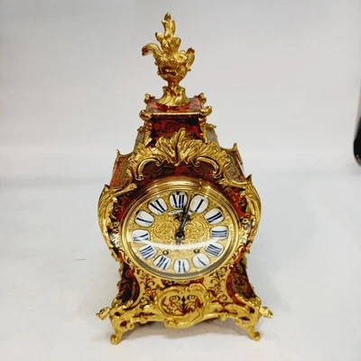 Reproduction Hovel R James French Ornate Boulle Style Clock 18" in Height TMK - Image 1 of 4
