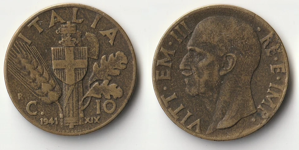 Moneda de 10 centesimi Italia 1941 Foto 1 de 1