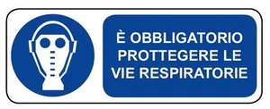 Cartello segnaletica obbligo protezione vie respiratorie alluminio. 330x125mm - Picture 1 of 1