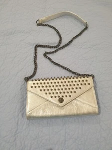 Rebecca Minkoff Leather Silver Chain Crossbody Wallet Bag gray - Picture 1 of 23