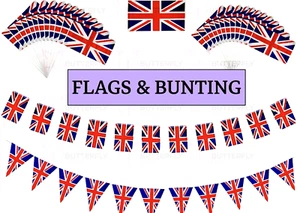 UNION JACK BUNTING FLAGS BANNERS UNION JACK CELEBRATIONS STREET PARTY FLAGS - Picture 1 of 18
