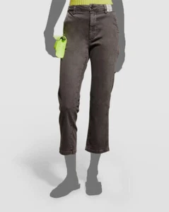 $268 Amo Women's Black Easy Relaxed Straight-Leg Cropped Jeans Pants Size 27 - Picture 1 of 4