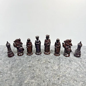 ANRI E.S. Lowe Chess Pieces 1959 Renaissance Chessmen Black / Brown 8 Back Row - Picture 1 of 10