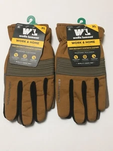Wells Lamont Mens 2 Pair Duck Canvas Wearpower Synthetic Leather Gloves X-Large - Picture 1 of 2
