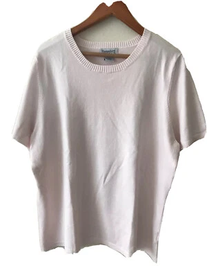 Women’s Hampshire Studio Blush Pink Short Sleeve Knit Sweater Top Shirt Sz XL - Image 1 of 4