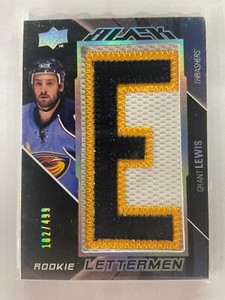 2009-10 UD Black Rookie Lettermen 3 Color "E" Patch #60 Grant Lewis RC /499