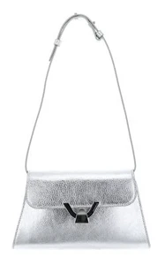 COCCINELLE Dew Handbag Grained Leather Silver - Foto 1 di 4