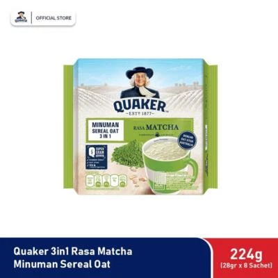 Quaker 3 合 1 抹茶燕麦谷物饮料 224 克 (28 克 x 8 袋) [BEST SELLER] — 第 1/3 张图片
