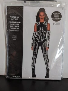 Cyberpunk Catsuit Negro Robot Reflectante Halloween Adulto Disfraz s/m - Imagen 1 de 3