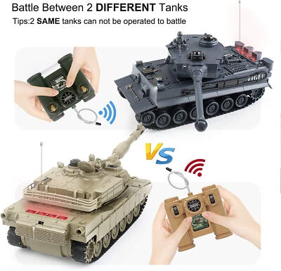 Remote Control 2pc Tank Set German Tiger | M1A2 Battle Military 1:28 RC Soldiers - Image 1 of 4
