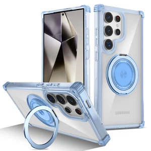 Per Samsung S22 S23 FE S24+ S25 custodia trasparente ultra sottile supporto magnetico antiurto - Foto 1 di 16