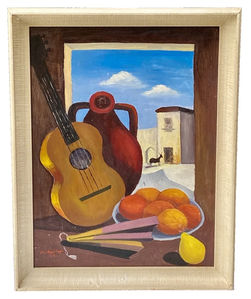 Vtg Framed Original Mid-Century Surreal SW Themed Oil Painting, Shaffner 21"x27" - Image 1 of 4